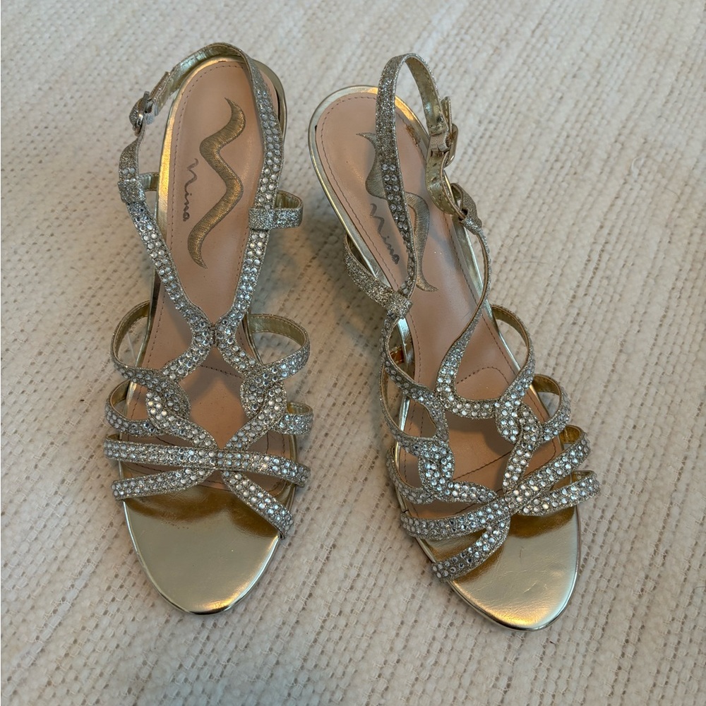 Nina Wedge Gold Strappy Sandals